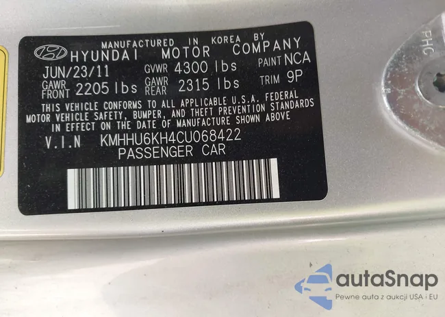 KMHHU6KH4CU068422: 43119820