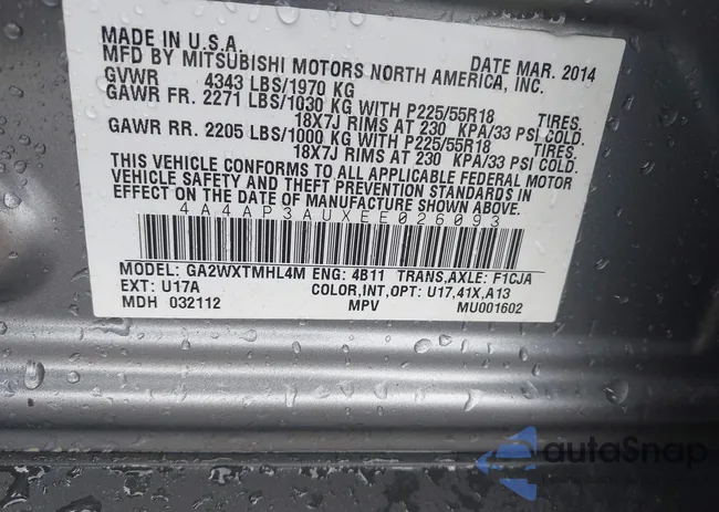 4A4AP3AUXEE026093: 43119907