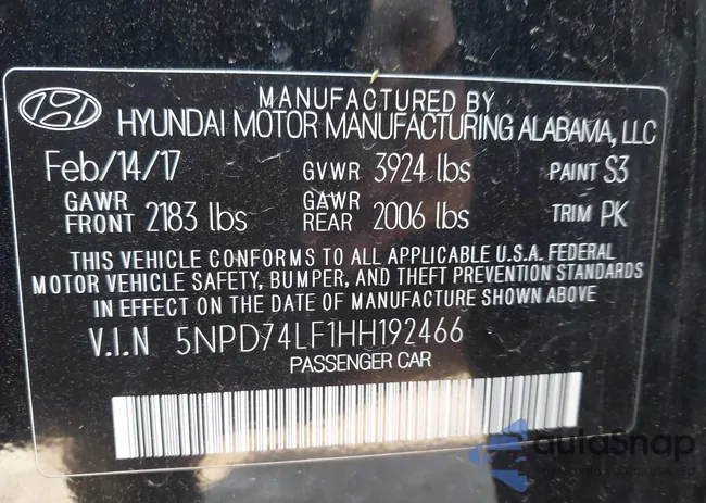 5NPD74LF1HH192466: 43119981