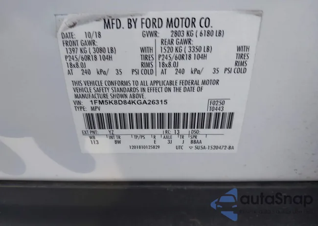 1FM5K8D84KGA26315: 43120051