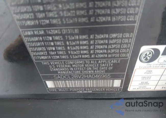 SADCL2BV2HA046965: 43121099