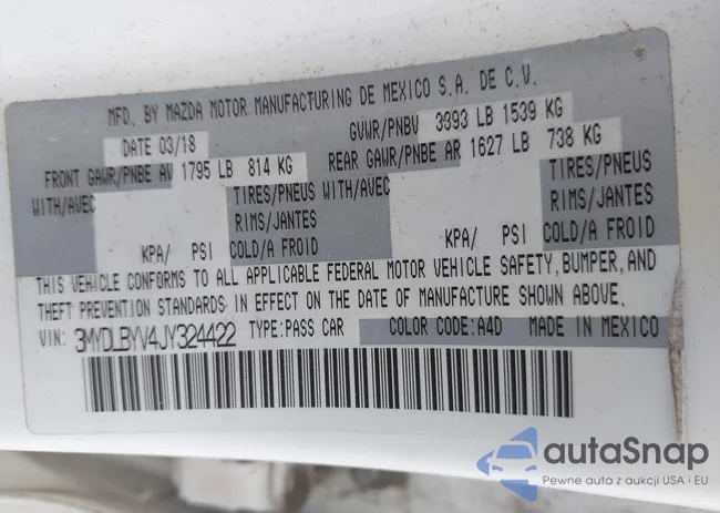 3MYDLBYV4JY324422: 43121124