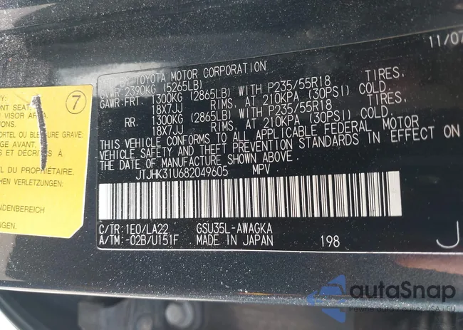 JTJHK31U682049605: 43121162