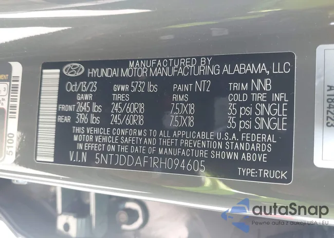 5NTJDDAF1RH094605: 43121316