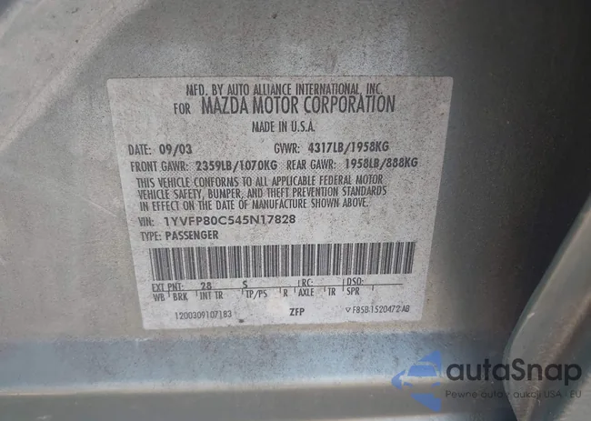 1YVFP80C545N17828: 43121332