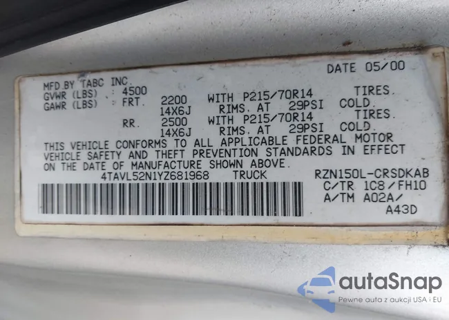 4TAVL52N1YZ681968: 43121373