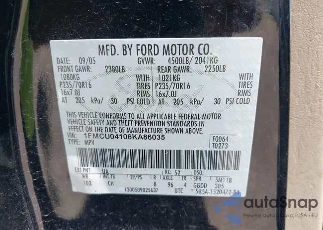 1FMCU04106KA86035: 43121389