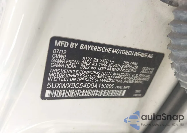 5UXWX9C54D0A15366: 43121488