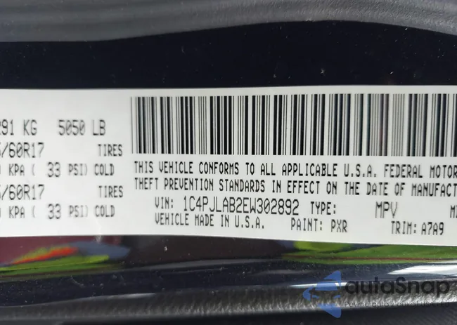 1C4PJLAB2EW302892: 43121575