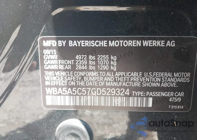 WBA5A5C57GD529324: 43121676