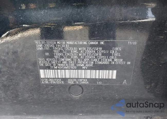 2T3WF4DV5AW021820: 43121679