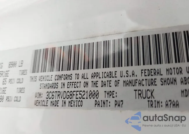 3C6TRVDG8FE521000: 43121683