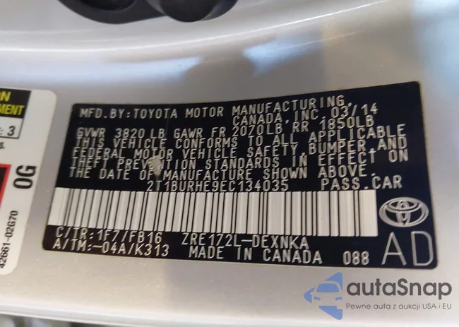 2T1BURHE9EC134035: 43120722