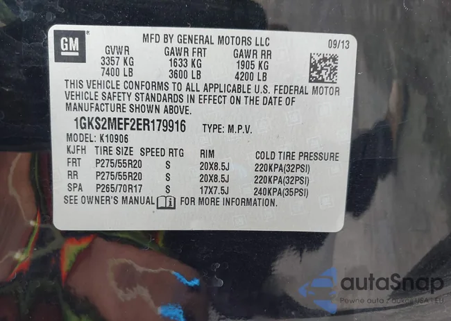 1GKS2MEF2ER179916: 43120906