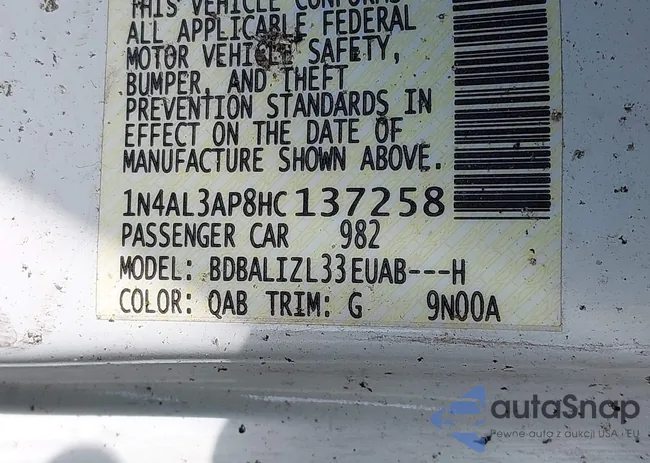 1N4AL3AP8HC137258: 43122092