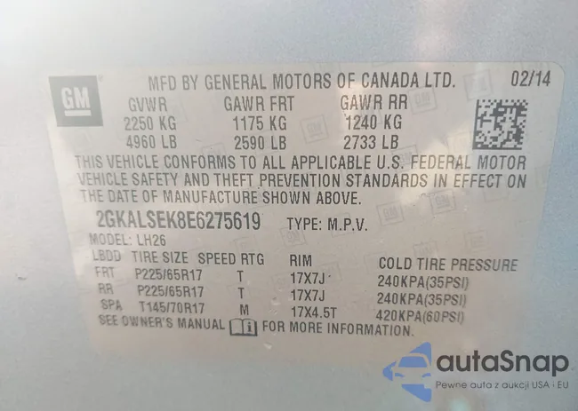 2GKALSEK8E6275619: 43122093