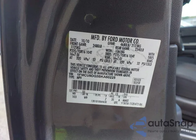 1FMCU9DG3BKA60225: 43122114