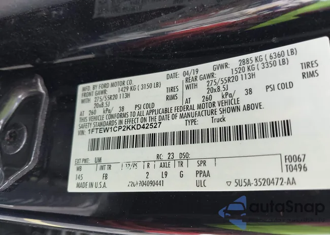 1FTEW1CP2KKD42527: 43122128