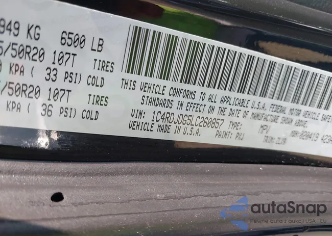 1C4RDJDG5LC260857: 43122265