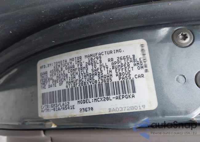 4T1BF28BXYU013685: 43122305