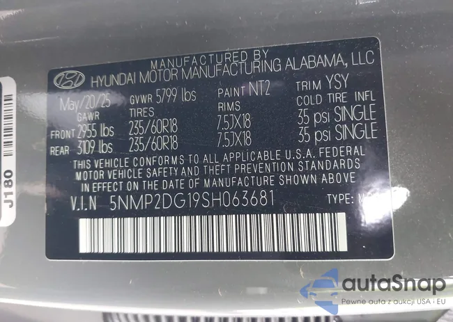 5NMP2DG19SH063681: 43122309