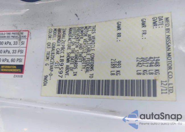 1N4AL2EP8CC189597: 43122325