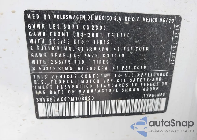 3VV8B7AX6PM108990: 43122347