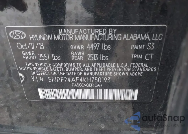 5NPE24AF4KH750193: 43122392