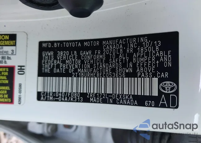 2T1BURHE8EC053656: 43122421