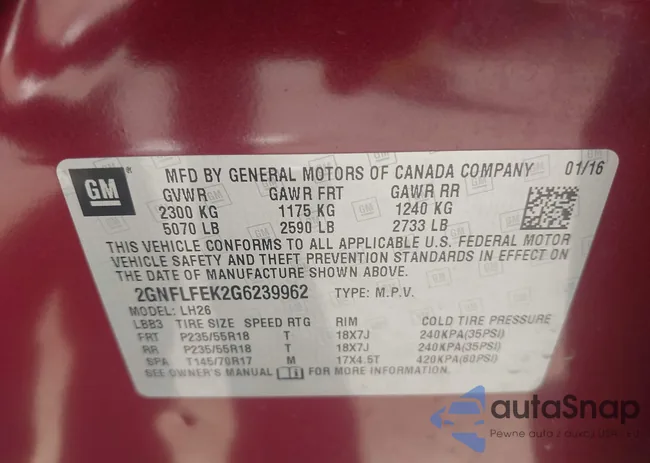 2GNFLFEK2G6239962: 43122479