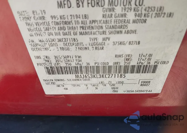 MAJ6S3KL3KC271185: 43122518