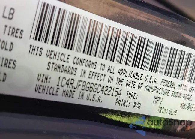 1C4RJFBG6GC422154: 43122540