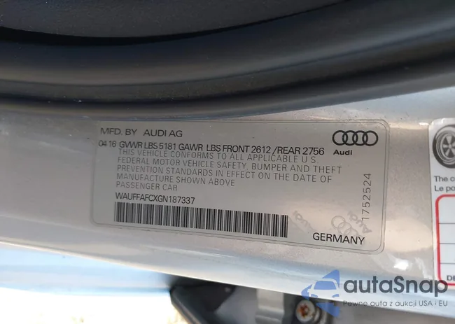 WAUFFAFCXGN187337: 43122562