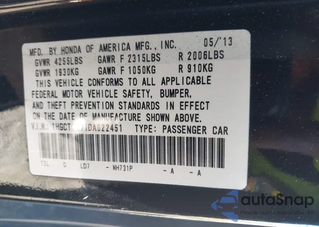 1HGCT1B71DA022451: 43122607