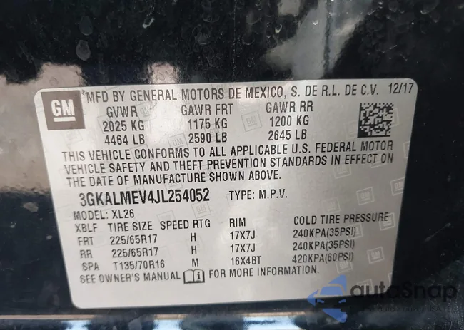 3GKALMEV4JL254052: 43122609