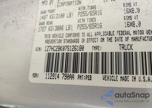 1Z7HC28K07S126180: 43122632