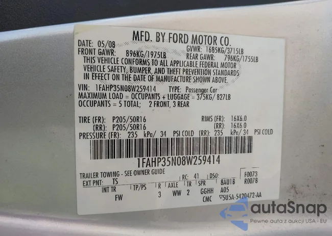 1FAHP35N08W259414: 43122648