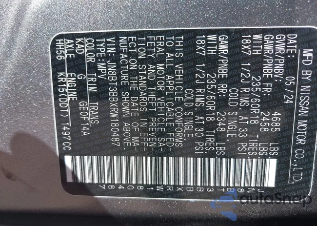 JN8BT3BBXRW180487: 43121706