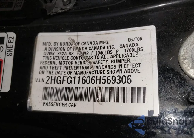 2HGFG11606H569306: 43121750