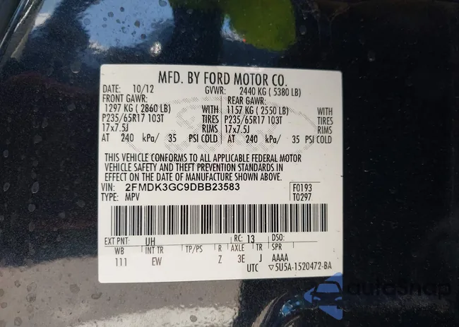 2FMDK3GC9DBB23583: 43121956