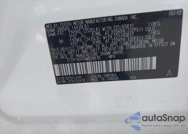 2T3YF4DV7AW039616: 43121985