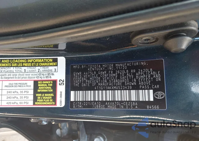 4T1G11AKXMU523439: 43122074