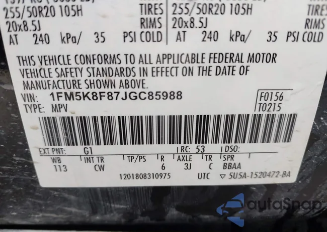 1FM5K8F87JGC85988: 43123196