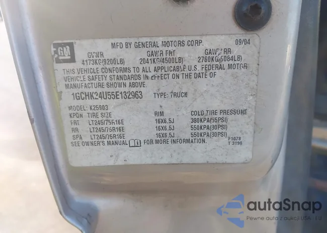 1GCHK24U55E132963: 43123320