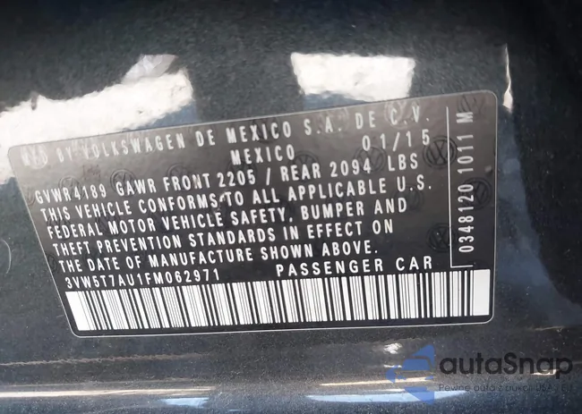 3VW5T7AU1FM062971: 43123381