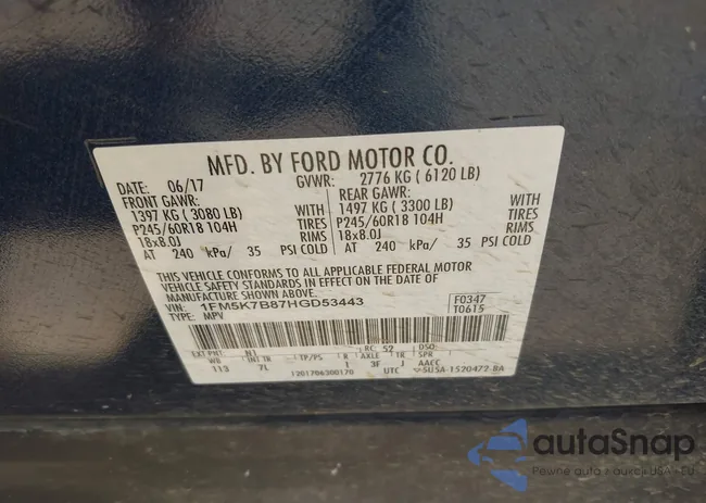 1FM5K7B87HGD53443: 43123384