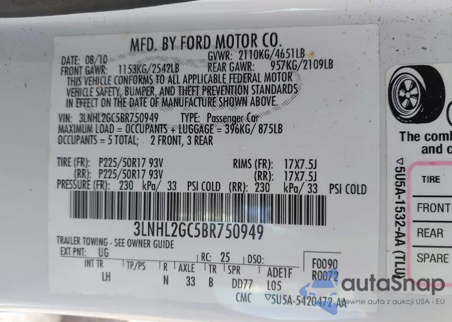 3LNHL2GC5BR750949: 43123400