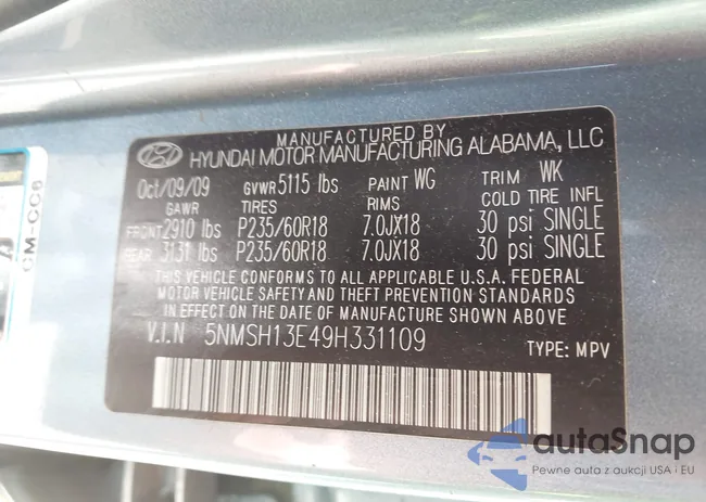 5NMSH13E49H331109: 43123557