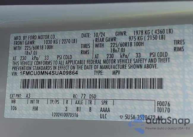 1FMCU0MN4SUA09864: 43123578