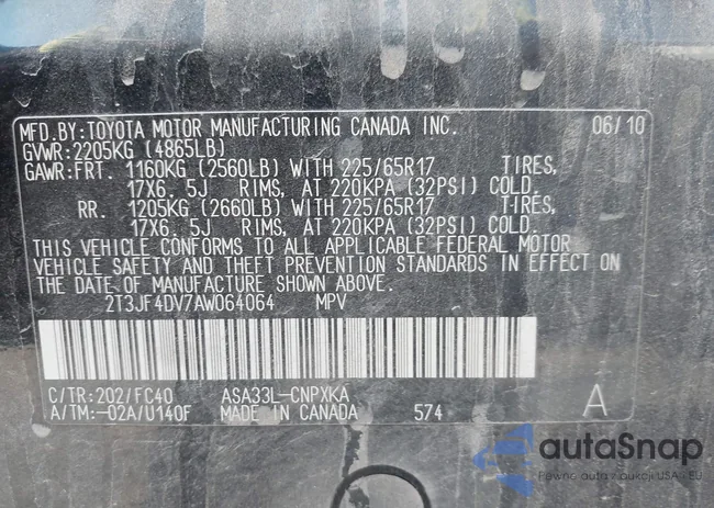 2T3JF4DV7AW064064: 43122679